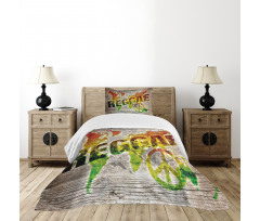 World Map Reggae Words Bedspread Set