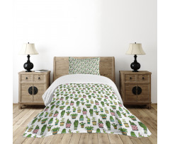 Succulent Doodle Pots Bedspread Set