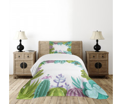 Succulents Plants Frame Bedspread Set