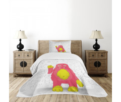 Funny Smart Monster Bedspread Set