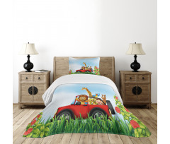 Cartoon Wildlife Animals Bedspread Set