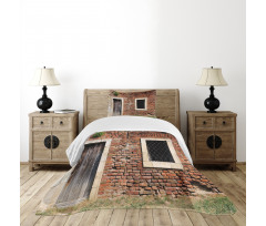 Old House Door Brickwork Bedspread Set