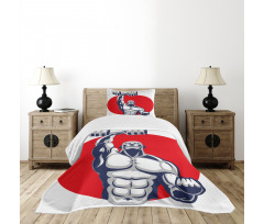 Muscular Man Lifting Bedspread Set