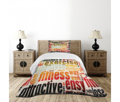 Grunge Frame with Words Bedspread Set