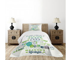 Positive Life Phrase Bedspread Set