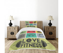 Various Words in Frames Bedspread Set