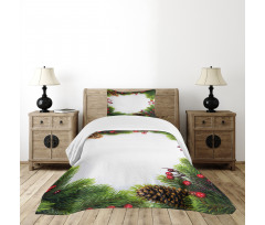 Xmas Frame Pine Cones Bedspread Set