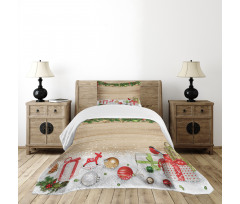 Pine Wood Planks Snow Bedspread Set