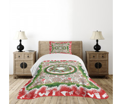 Fir Wreath Ornaments Bedspread Set