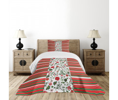 Stripes Floral Border Bedspread Set