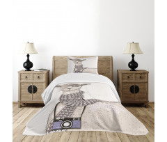 Hipster Lama Camera Bedspread Set