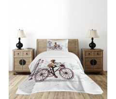 Young Girl in Paris Bedspread Set