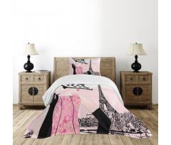 Woman Eiffel Tower Bedspread Set