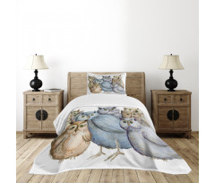 Owl Family Portrait Art Bedspread Set