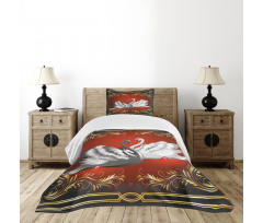 Romantic Swan Couple Bedspread Set