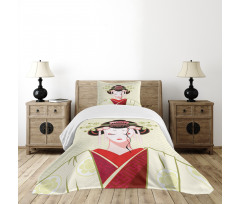 Geisha Woman Portrait Bedspread Set