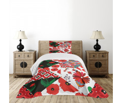 Slavic Patchwork Poppy Bedspread Set