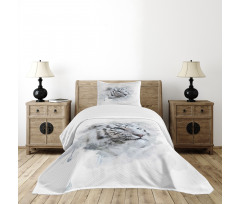 White Tiger Portrait Bedspread Set