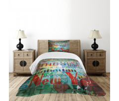 Grunge Words Culture Bedspread Set