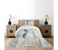 Lady with White Horse Bedspread Set