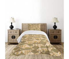 Village Town Houses Roofs Bedspread Set