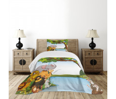 Cartoon Animals Funny Bedspread Set