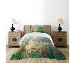 Wild Red Poppy Field Bedspread Set