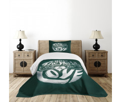 Grunge Art Words Circle Bedspread Set