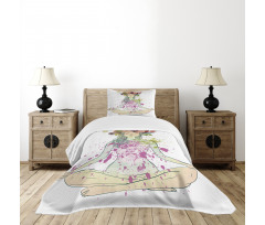 Girl Floral Wreath Lotus Bedspread Set