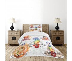 Men in Watercolors Sketch Bedspread Set