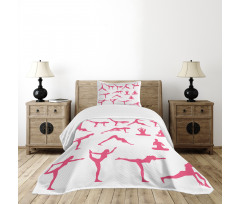 Pink Silhouettes Flexing Bedspread Set