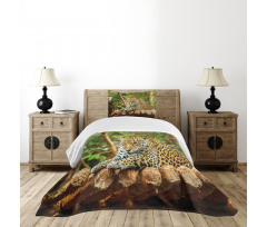 Jaguar on Wood Wild Feline Bedspread Set