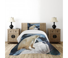 Polar Bear in Park Rocks Bedspread Set