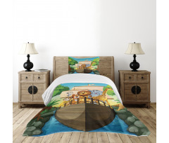 Floating Boat with Animals Bedspread Set