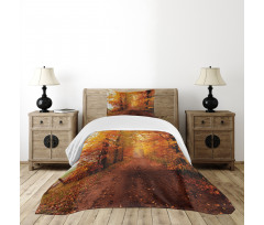 Footpath in Foggy Woods Bedspread Set