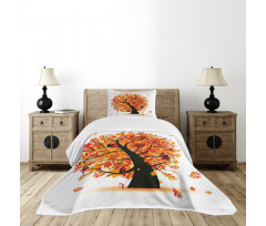 Cartoon Tree Leaves Bedspread Set