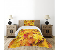Wet Maple Leaves Nature Bedspread Set