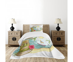 Cartoon Beach Bedspread Set