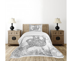 Outline Drawing Jungle Bedspread Set