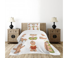 Different Posed Animals Bedspread Set