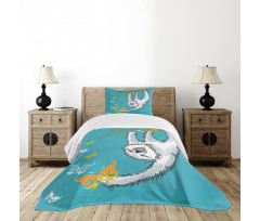 Sketchy Sloth Butterflies Bedspread Set