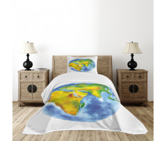 Globe of Earth Watercolors Bedspread Set