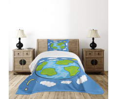 Kids Drawing of Planet Bedspread Set