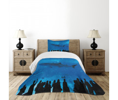 Aquarium Park and People Bedspread Set