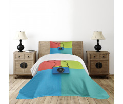 Retro Camera Hipster Bedspread Set