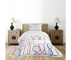 Colorful Outline Bottles Bedspread Set