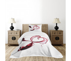 Heart Shape Spilling Wine Bedspread Set