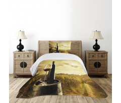 Red Wine Themed Vineyard Bedspread Set