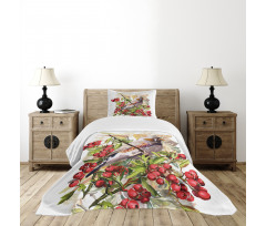 Colorful Bird and Shrubs Bedspread Set