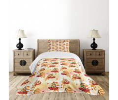 Romantic Fall Season Tile Bedspread Set